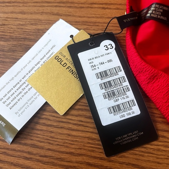 VIX Bela Hot Pants High Waist Bikini Bottom Size 8 Textured Red NWT - Picture 5 of 5